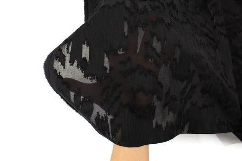 Black Flocked Light Weight Cotton Woven Designer Fabric by the yard